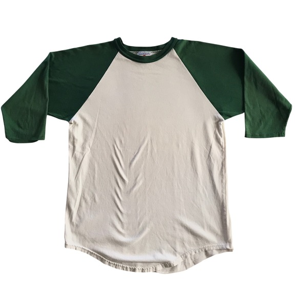 Teamwork Athletic Apparel Other - Teamwork Mens Baseball Raglan T-Shirt Green Cream 3/4 Sleeve Athletic Tee